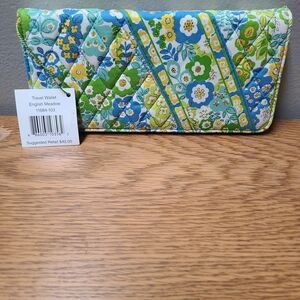 Vera Bradley Floral Travel Wallet - Blue, Green, Yellow